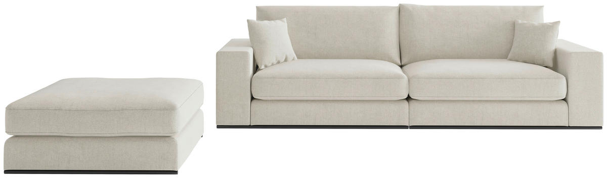 SITZGARNITUR ALBRETA Webstoff Beige  - Beige/Schwarz, Design, Holz/Textil (278/85/103cm) - Livetastic