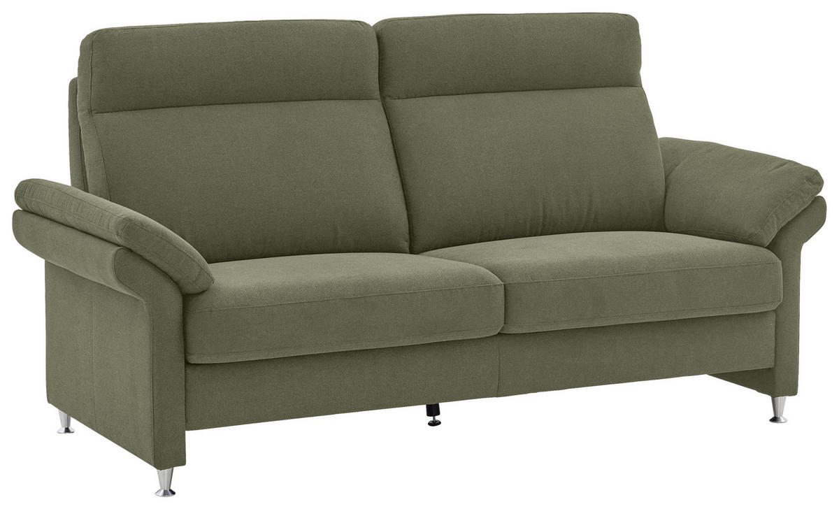 3-SITZER-SOFA in Flachgewebe Grün  - Alufarben/Grün, MODERN, Textil/Metall (196/103/89cm) - Pure Home Comfort