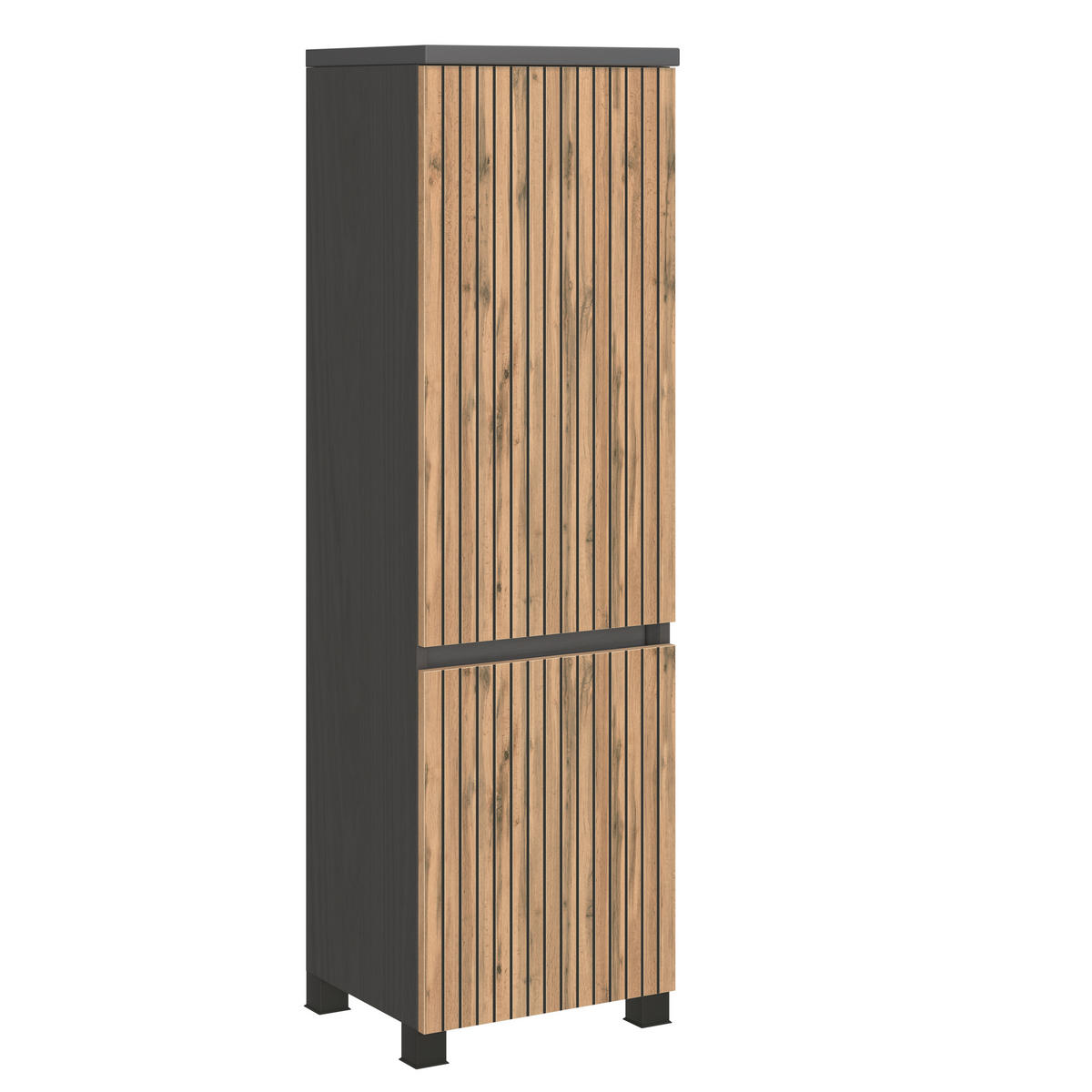 MIDISCHRANK 40/133/35 cm  - Eiche Wotan/Graphitfarben, Natur, Holzwerkstoff/Kunststoff (40/133/35cm) - Xora