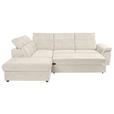 ECKSOFA Creme Flachgewebe Bettkasten, Schlaffunktion, Rücken echt, Liegefläche im Originalstoff  - Creme/Schwarz, KONVENTIONELL, Kunststoff/Textil (235/280cm) - Carryhome