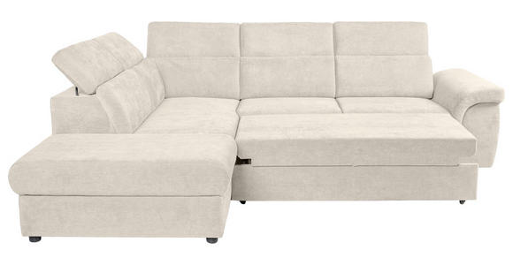 ECKSOFA Creme Flachgewebe Bettkasten, Schlaffunktion, Rücken echt, Liegefläche im Originalstoff  - Creme/Schwarz, KONVENTIONELL, Kunststoff/Textil (235/280cm) - Carryhome