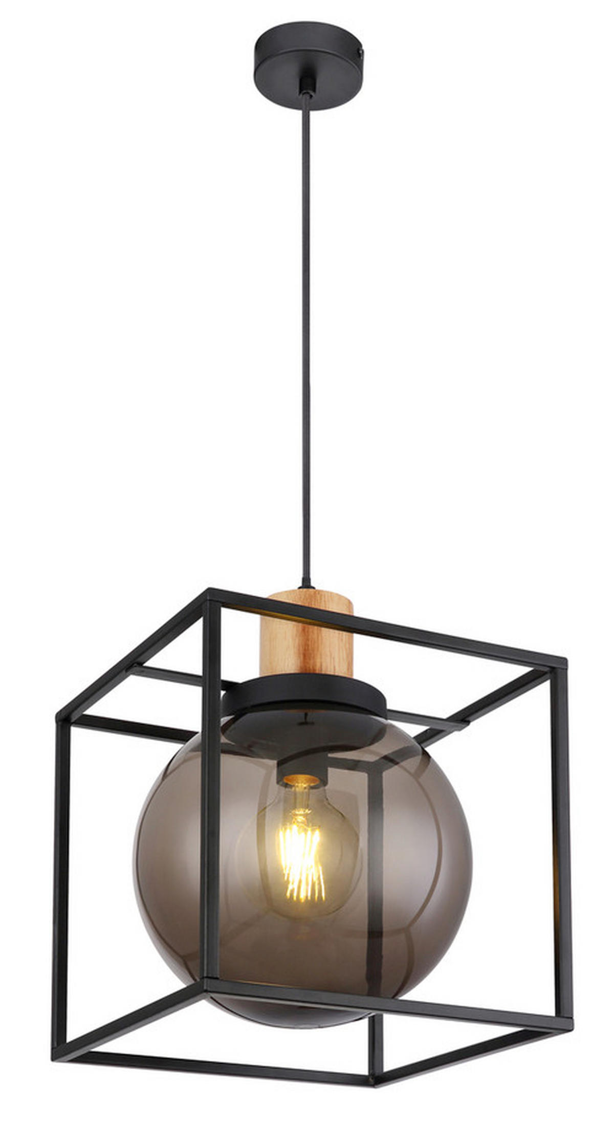 HÄNGELEUCHTE 28/28/120 cm    - Schwarz/Naturfarben, Design, Holz/Kunststoff (28/28/120cm) - Globo