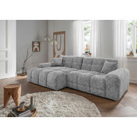 ECKSOFA in Struktur Silberfarben  - Silberfarben/Schwarz, Modern, Kunststoff/Textil (152/301cm) - Livetastic