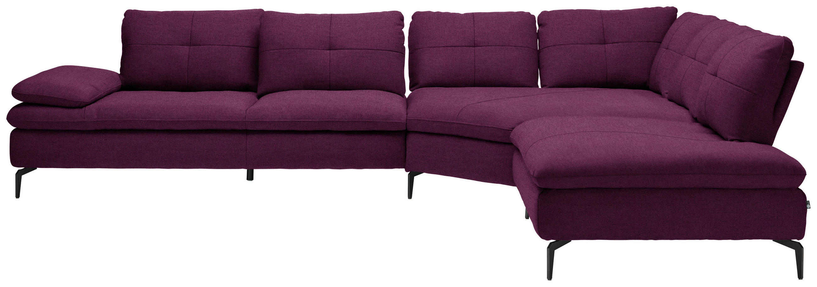 ECKSOFA in Flachgewebe Violett  - Violett/Schwarz, Design, Textil/Metall (344/271cm) - Chilliano