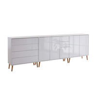SIDEBOARD Mailand Set 7 + HF  in 263,5/86/33 cm  - Weiß Hochglanz/Weiß, MODERN, Holz/Holzwerkstoff (263,5/86/33cm) - MID.YOU