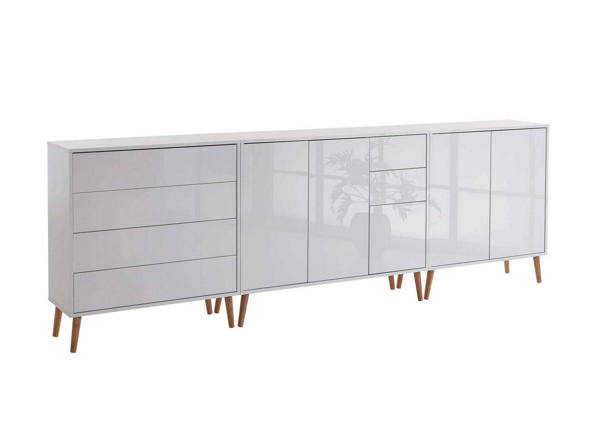 SIDEBOARD Mailand Set 7 + HF  in 263,5/86/33 cm  - Weiß Hochglanz/Weiß, MODERN, Holz/Holzwerkstoff (263,5/86/33cm) - MID.YOU