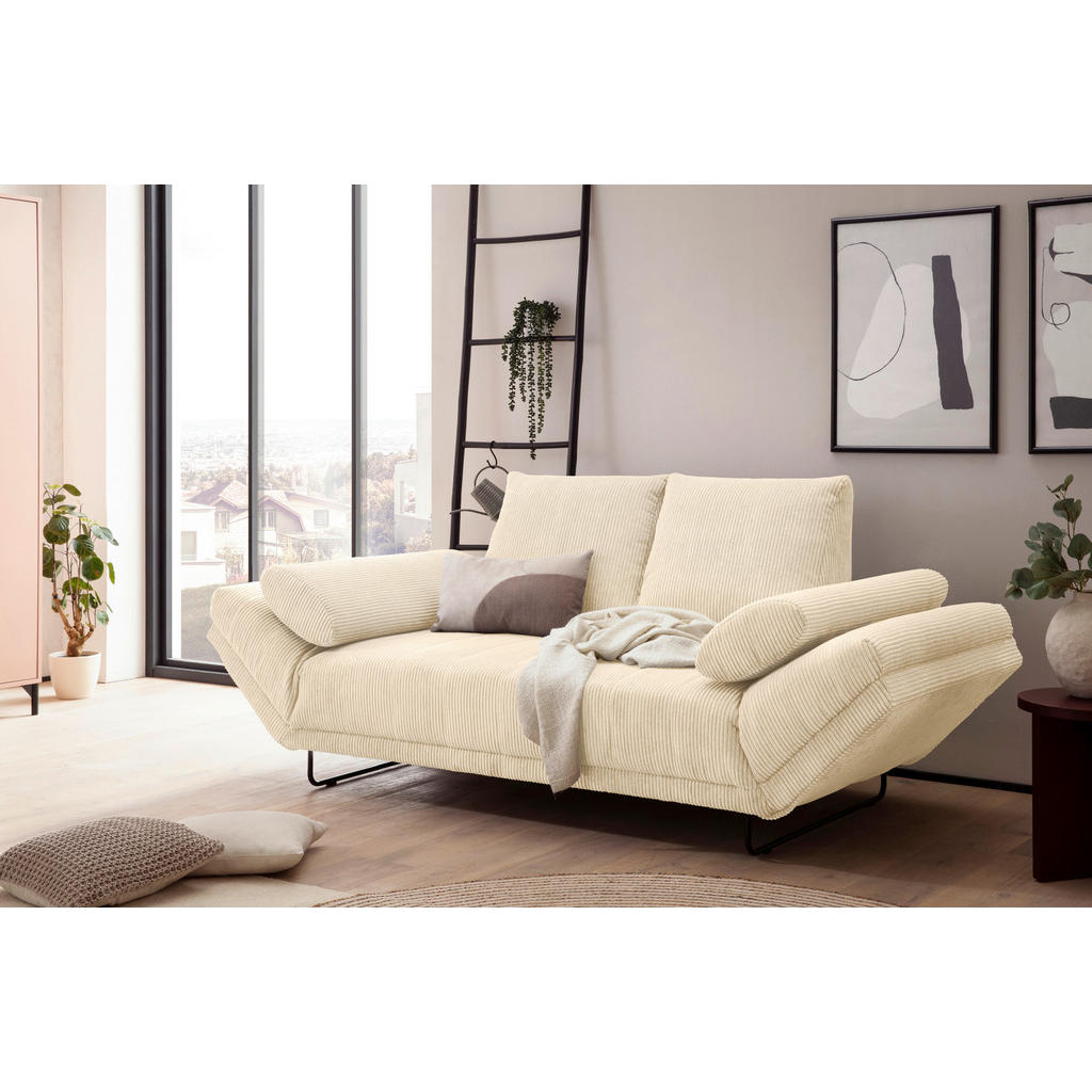 Thumbnail - Mid.you Schlafsofa, Creme, Textil, Uni, 2-Sitzer, 210x95x97 cm, Made in EU, FSC Mix, Liegefunktion, Schlafen auf Sitzhöh...