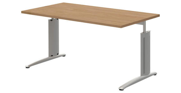 SCHREIBTISCH 140/80/70-82 cm in Eichefarben, Alufarben - Eichefarben/Alufarben, KONVENTIONELL, Holzwerkstoff/Metall (140/80/70-82cm) - Moderano