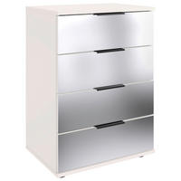 Noptieră, 52/74/38 cm, alb - alb/negru, Modern, plastic/sticlă (52/74/38cm) - P & B