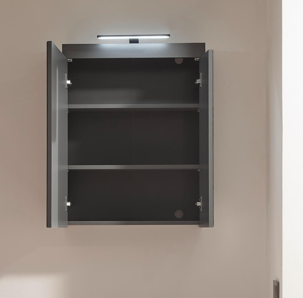 SPIEGELSCHRANK 60/77/17 cm  - Graphitfarben, Basics, Glas/Holzwerkstoff (60/77/17cm) - MID.YOU