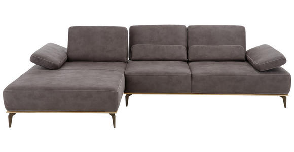 WOHNLANDSCHAFT Braun Flachgewebe - Beige/Braun, Design, Textil/Metall (178/298cm) - Valnatura