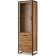 VITRINE in massiv Wildeiche Schwarz, Wildeiche  - Wildeiche/Schwarz, Design, Glas/Holz (60/197/39cm) - Linea Natura