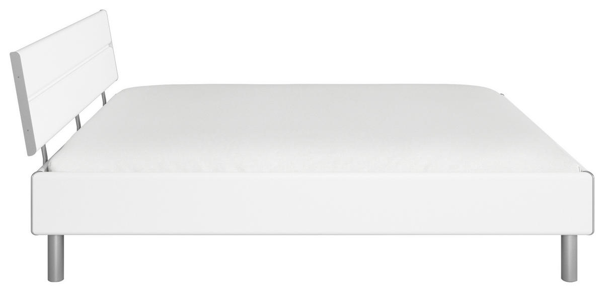 BETT 180/200 cm,  in Weiß,  - Alufarben/Weiß, Design, Metall (180/200cm) - Carryhome