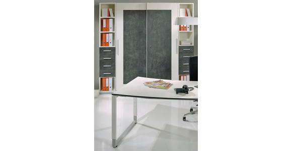 SCHREIBTISCH 200/80-100/68-82 cm in Grau, Weiß - Weiß/Grau, Basics, Holzwerkstoff/Metall (200/80-100/68-82cm) - Moderano
