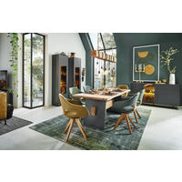 SIDEBOARD Anthrazit  174/80/44 cm  - Anthrazit, Natur, Glas/Holz (174/80/44cm) - Valnatura
