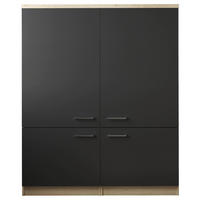 HÖGSKÅP  - silver/svart, Basics, metall/trämaterial (120/144,9/60cm) - Respekta