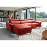 ECKSOFA SONO Rot Echtleder Lederlook Armteilverstellung, Kopfteilverstellung  - Rot/Schwarz, Design, Leder/Textil (179/252cm) - Livetastic