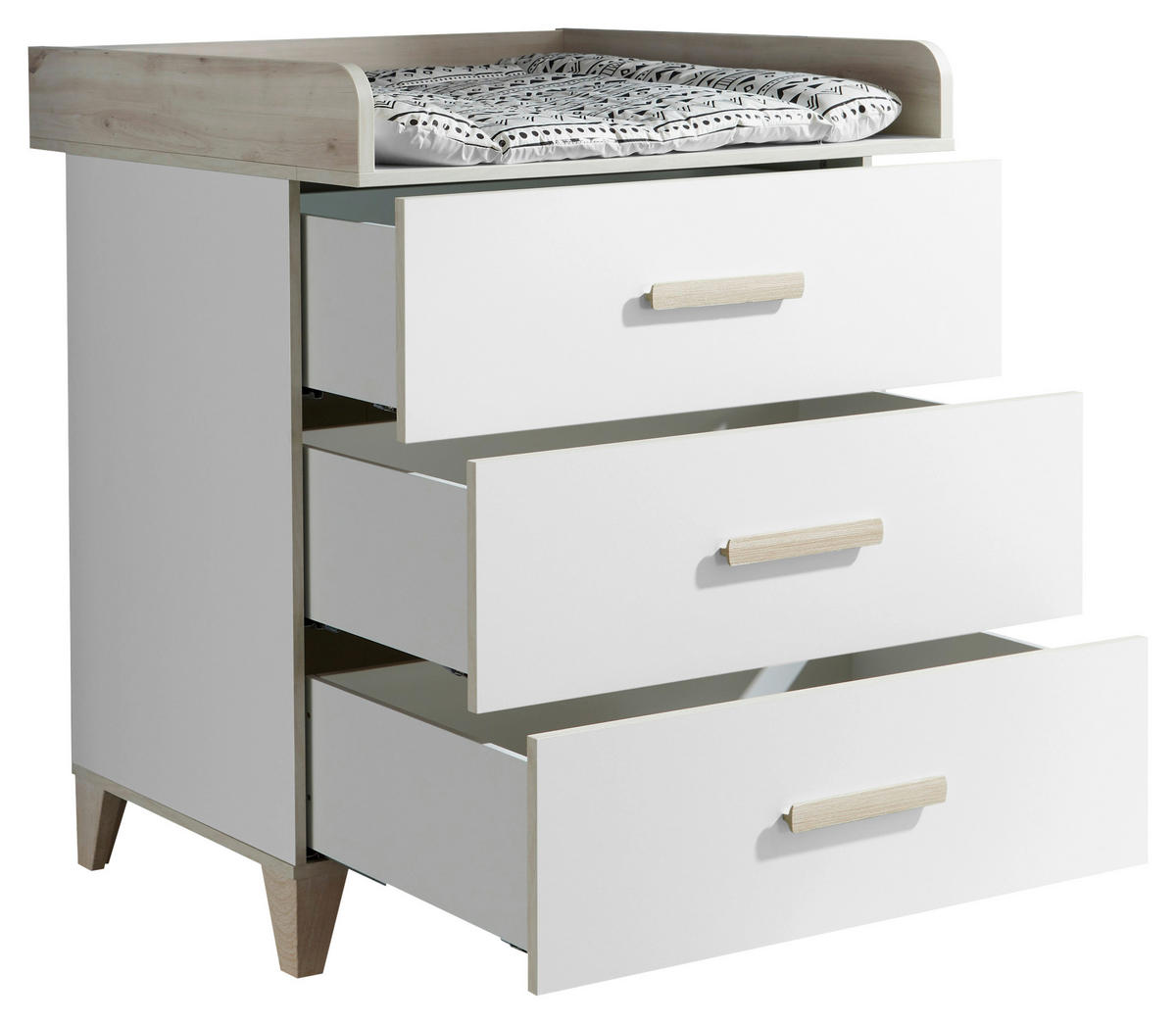 KOMODA ZA PREVIJANJE   - bijela/boje drva kruške, Moderno, drvni materijal/plastika (90/107/78cm) - MID.YOU