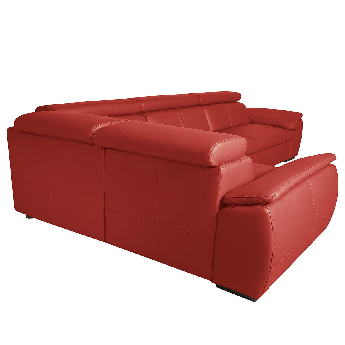 ECKSOFA  in Echtleder Rot  193/265 cm  - Wengefarben/Rot, Design, Leder/Holz (193/265cm) - Livetastic