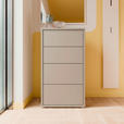 KOMMODE , 55/99/35 cm, 4 Schublade(n)  - Taupe/Silberfarben, Trend, Holzwerkstoff/Kunststoff (55/99/35cm) - Carryhome