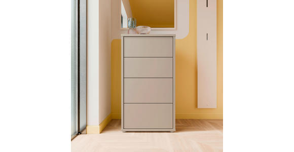 KOMMODE , 55/99/35 cm, 4 Schublade(n)  - Taupe/Silberfarben, Trend, Holzwerkstoff/Kunststoff (55/99/35cm) - Carryhome