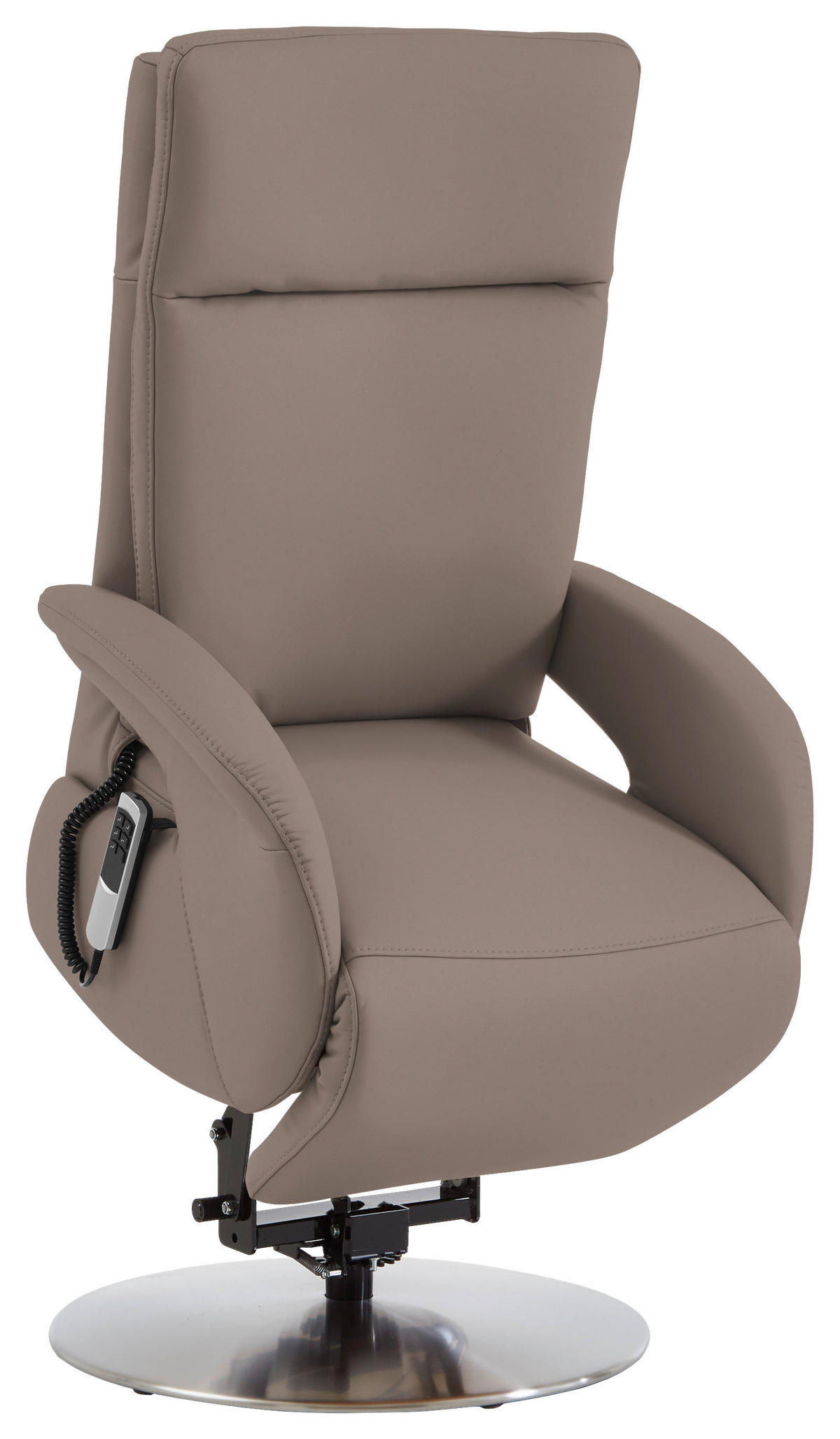RELAXSESSEL in Leder Fango  - Edelstahlfarben/Fango, Design, Leder/Metall (70/108/80cm) - Cantus