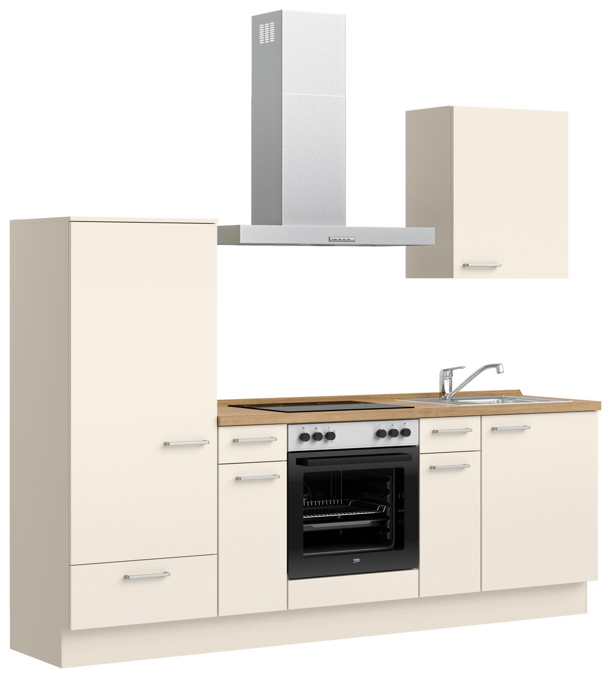 KÜCHENBLOCK Touch 240 cm  in Eichefarben, Magnolie  - Edelstahlfarben/Eichefarben, MODERN, Holzwerkstoff/Metall (240cm) - Nobilia