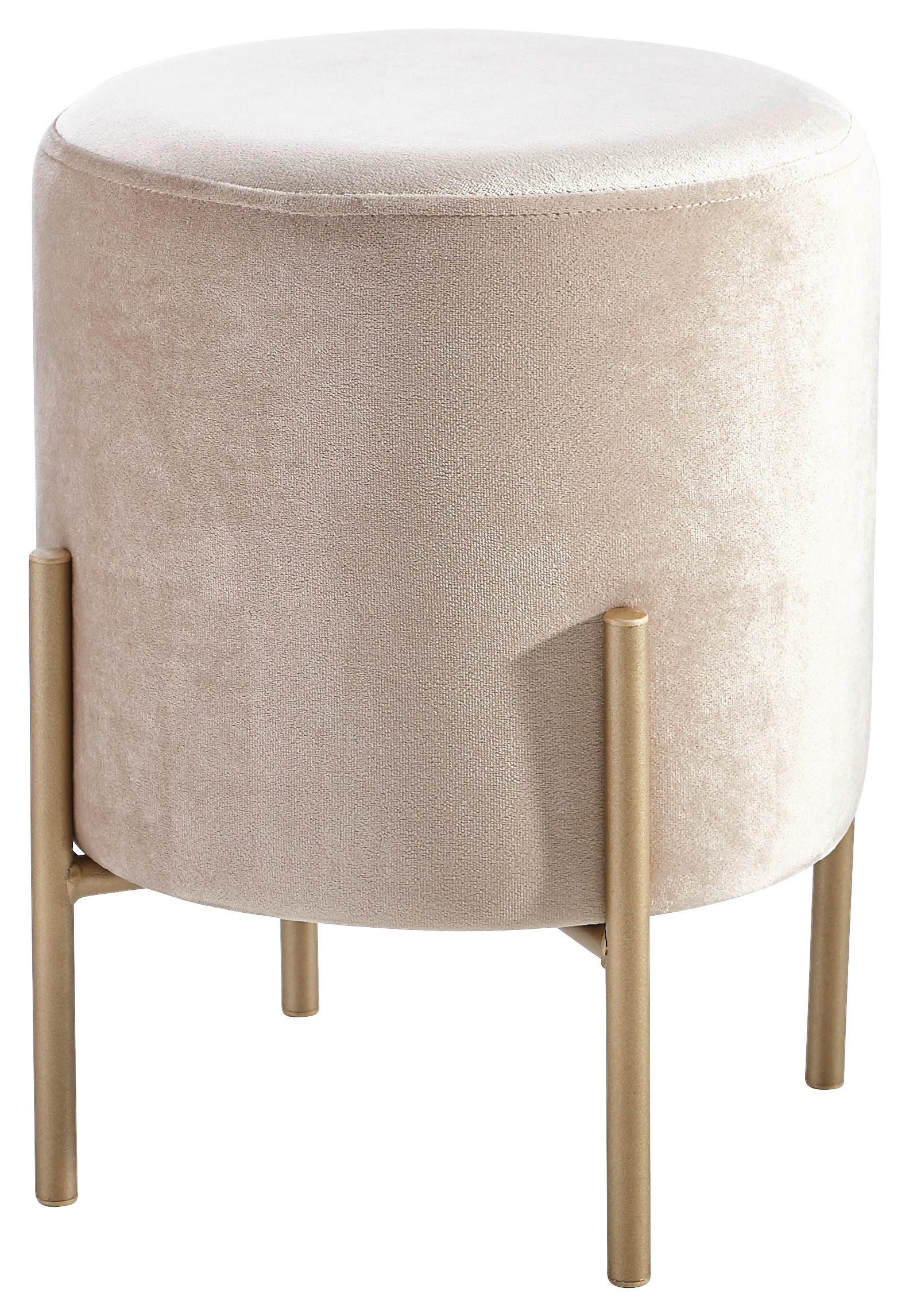 HOCKER Samt Goldfarben, Beige  - Beige/Goldfarben, Design, Textil/Metall (35/42/35cm) - Ambia Home