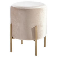 HOCKER Samt Goldfarben, Beige  - Beige/Goldfarben, Design, Textil/Metall (35/42/35cm) - Ambia Home