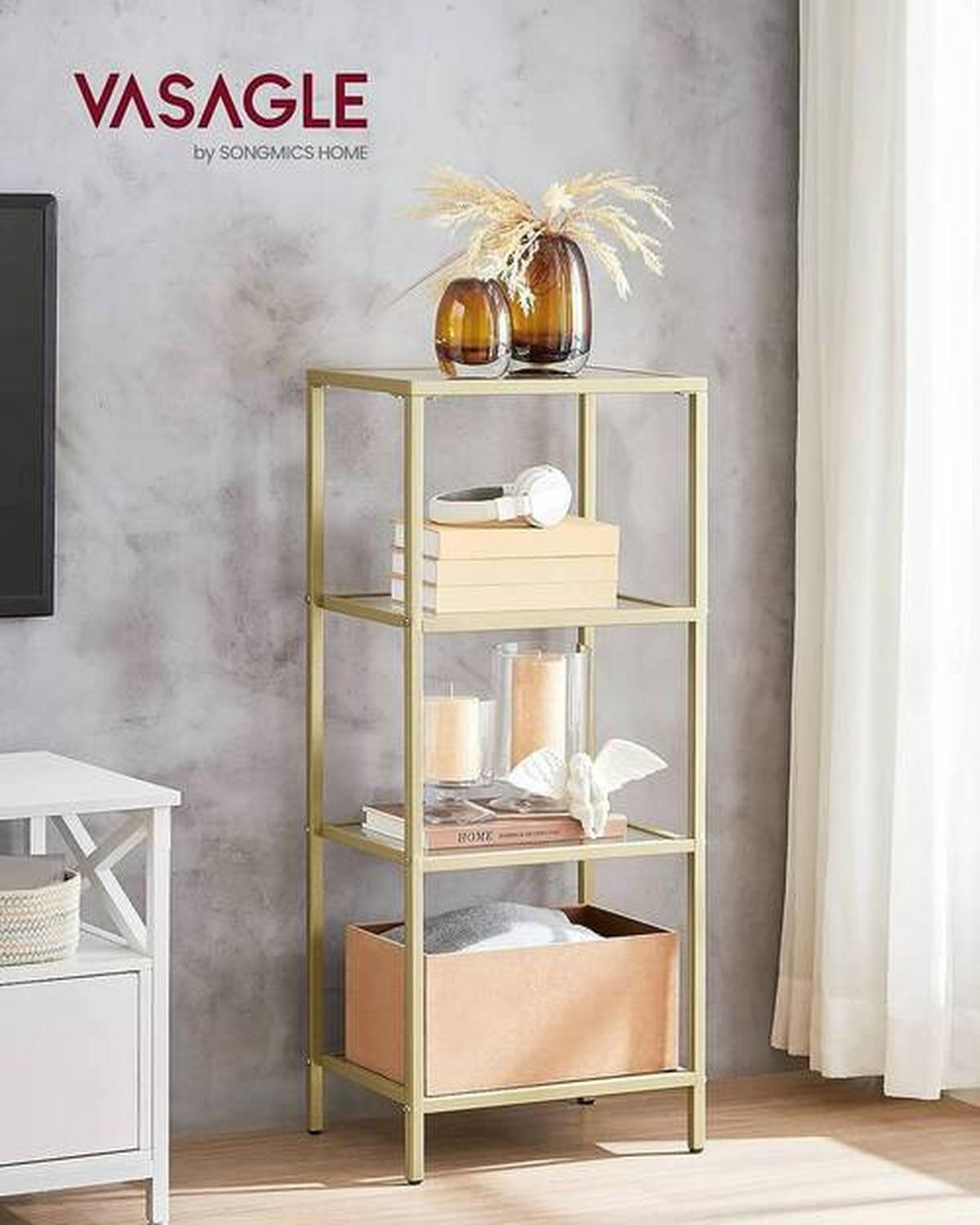 REGAL Goldfarben  40/95/30 cm  - Goldfarben, Trend, Glas/Metall (40/95/30cm) - Boxxx