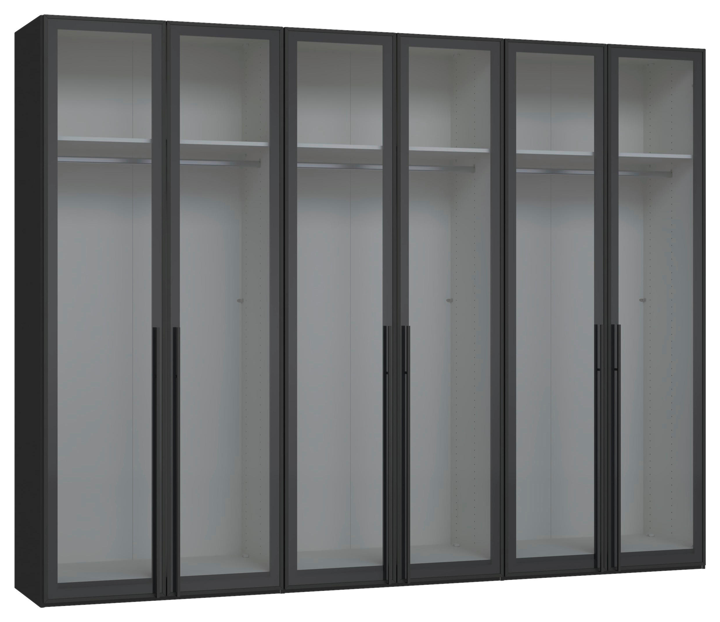DREHTÜRENSCHRANK 303/236/59 cm,  in Schwarz, 6-türig  - Schwarz, Design, Glas/Holzwerkstoff (303/236/59cm) - Jutzler