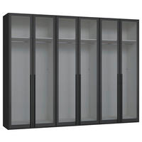 DREHTÜRENSCHRANK 303/236/59 cm,  in Schwarz, 6-türig  - Schwarz, Design, Glas/Holzwerkstoff (303/236/59cm) - Jutzler