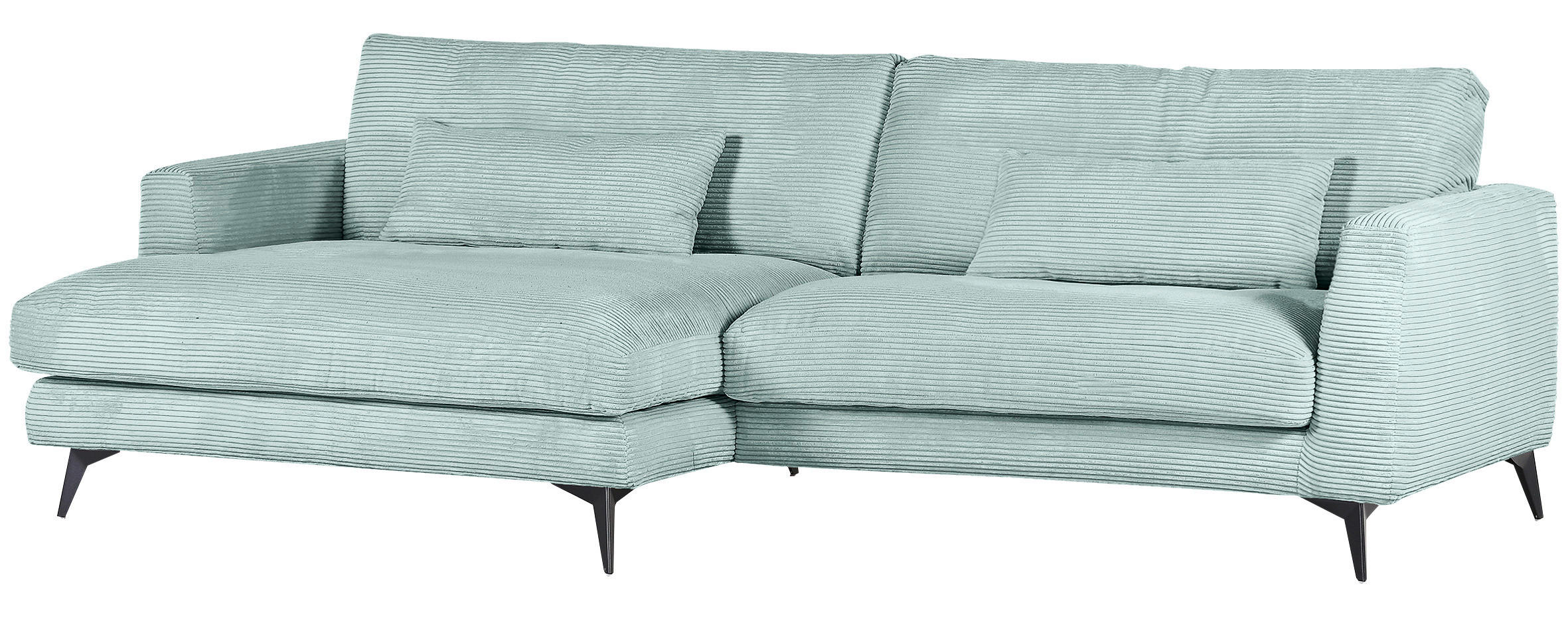 ECKSOFA in Cord Hellblau, Mintgrün  - Schwarz/Hellblau, Lifestyle, Textil/Metall (140/270cm) - Livetastic