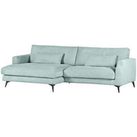 ECKSOFA in Cord Hellblau, Mintgrün  - Schwarz/Hellblau, Lifestyle, Textil/Metall (140/270cm) - Livetastic