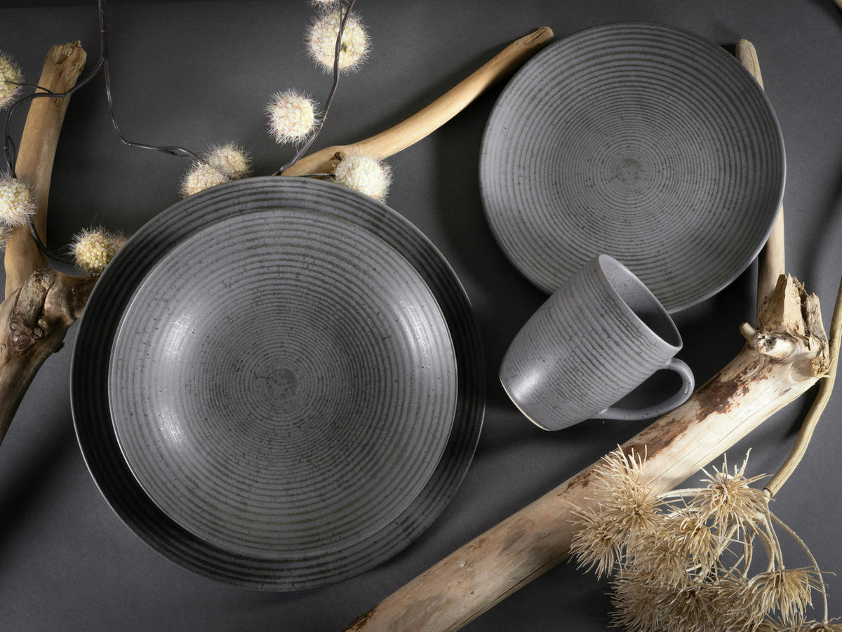 KOMPLETT SERVIS 16 delar  - antracit, Design, keramik - Creatable
