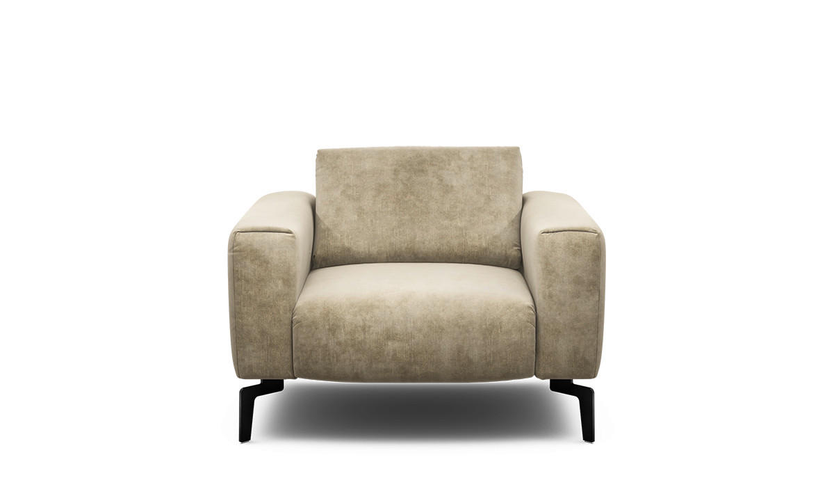 SESSEL in Samt Naturfarben  - Schwarz/Naturfarben, Design, Textil/Metall (110/85/86-94cm) - SENSOO
