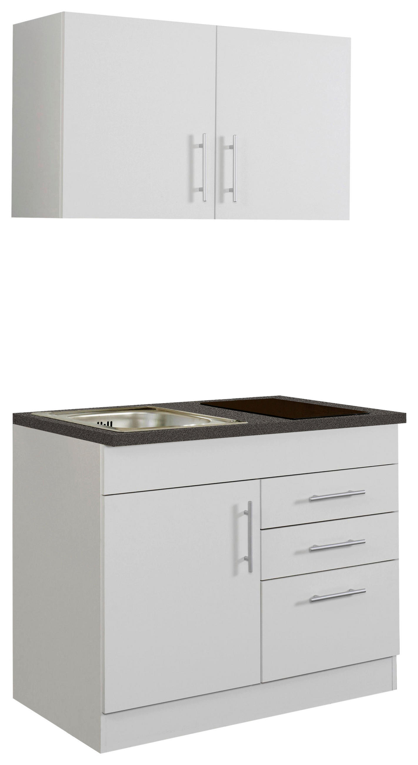 MINIKÜCHE 100 cm   in Weiss  - Chromfarben/Weiss, Modern, Holzwerkstoff/Metall (100cm) - Held