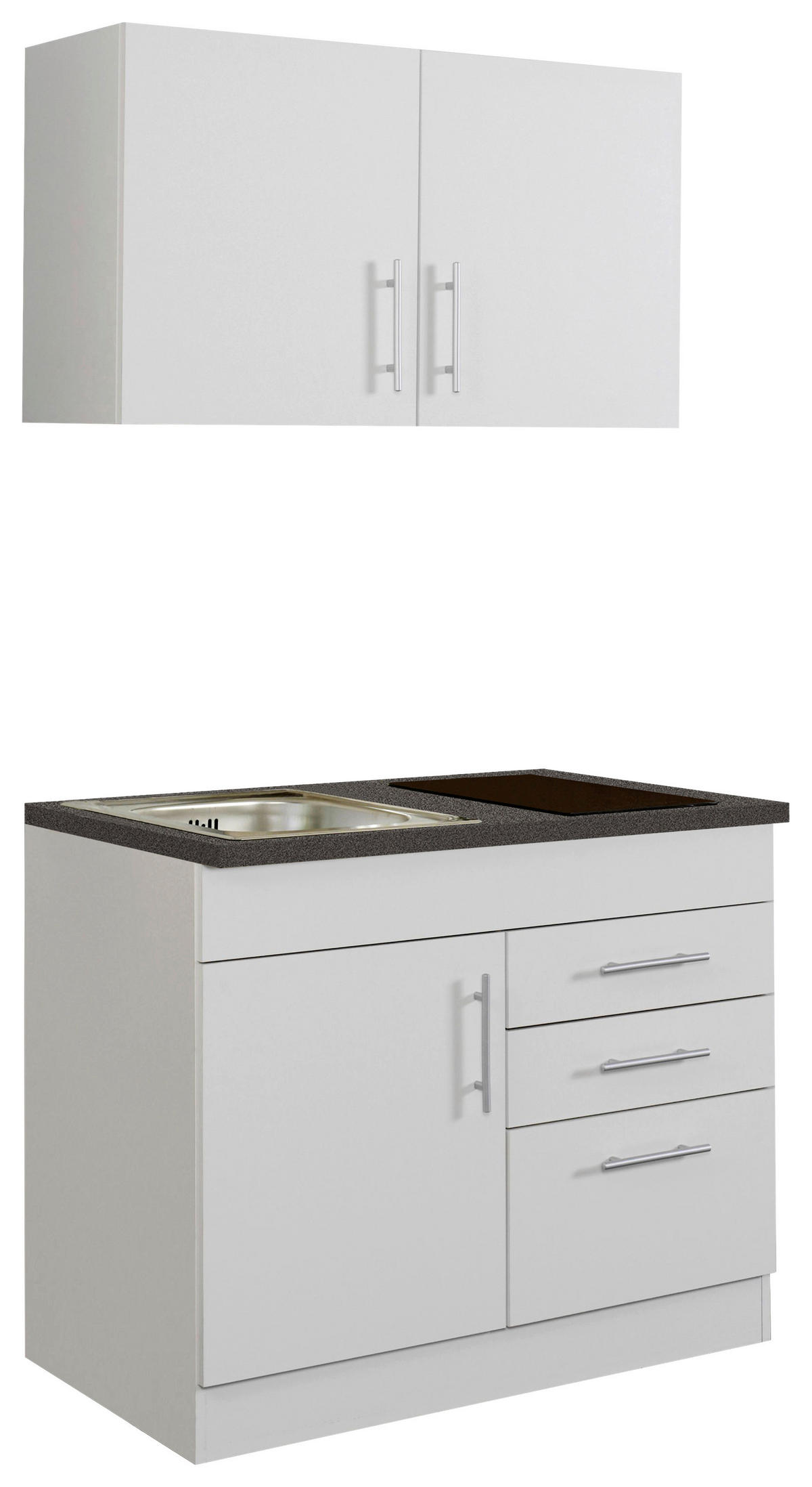 MINIKÜCHE 100 cm   in Weiß  - Chromfarben/Graphitfarben, MODERN, Holzwerkstoff/Metall (100cm) - Held