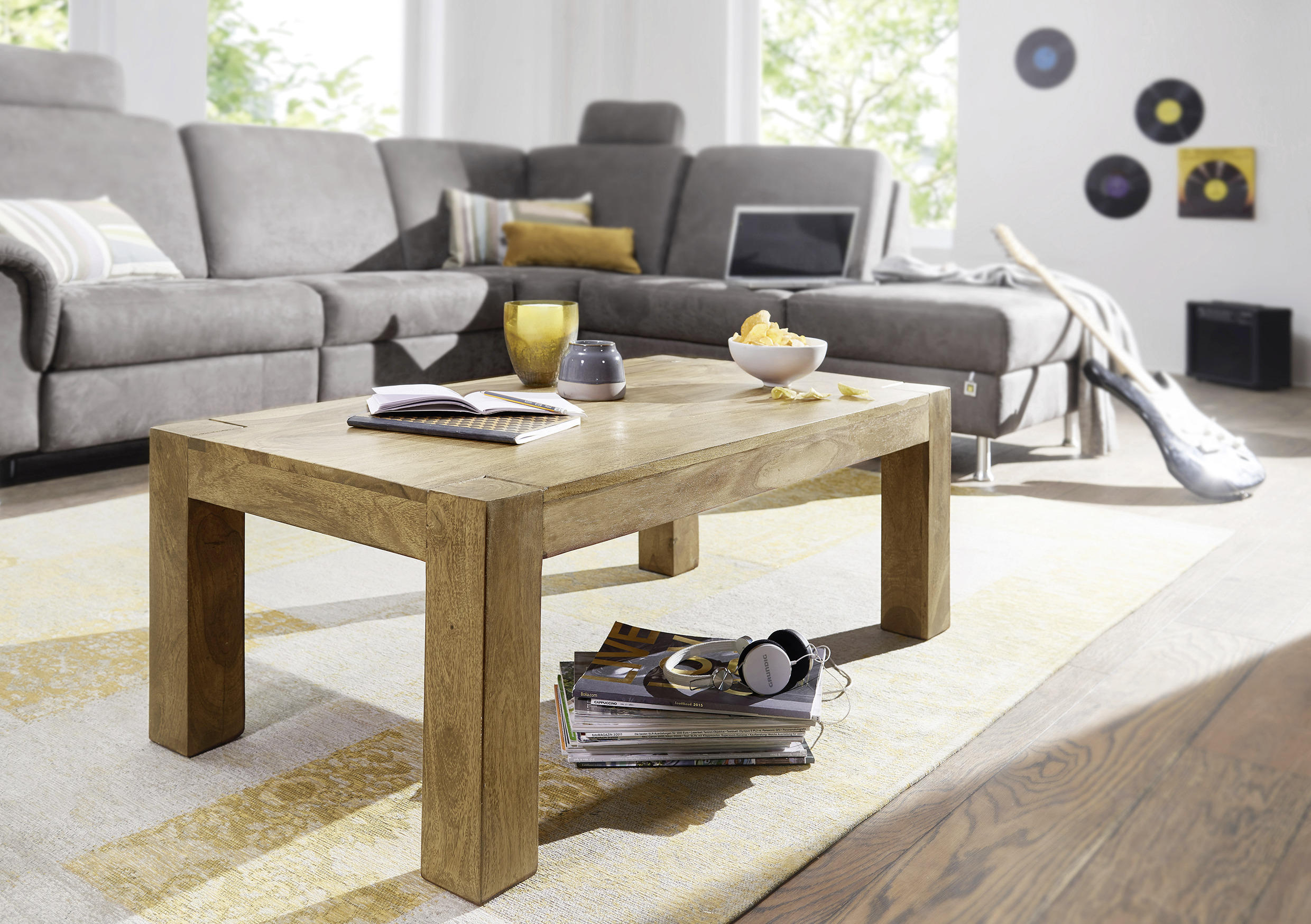 COUCHTISCH Akazie massiv rechteckig Akaziefarben - Akaziefarben, Design, Holz (110/60/40cm) - MID.YOU