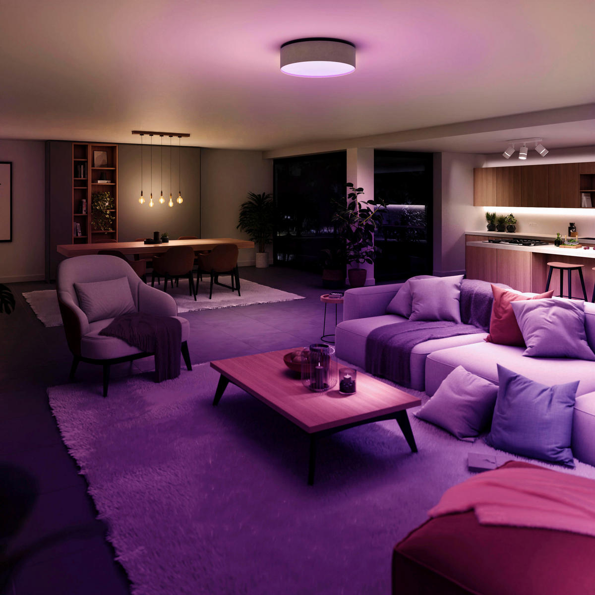 STROPNÍ LED SVÍTIDLO, 40 cm - pískové barvy, Design, textil (40cm) - Tint