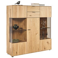 HIGHBOARD Wildeiche  136,9/138,3/37,1 cm  - Wildeiche/Schwarz, Natur, Glas/Holz (136,9/138,3/37,1cm) - Valnatura
