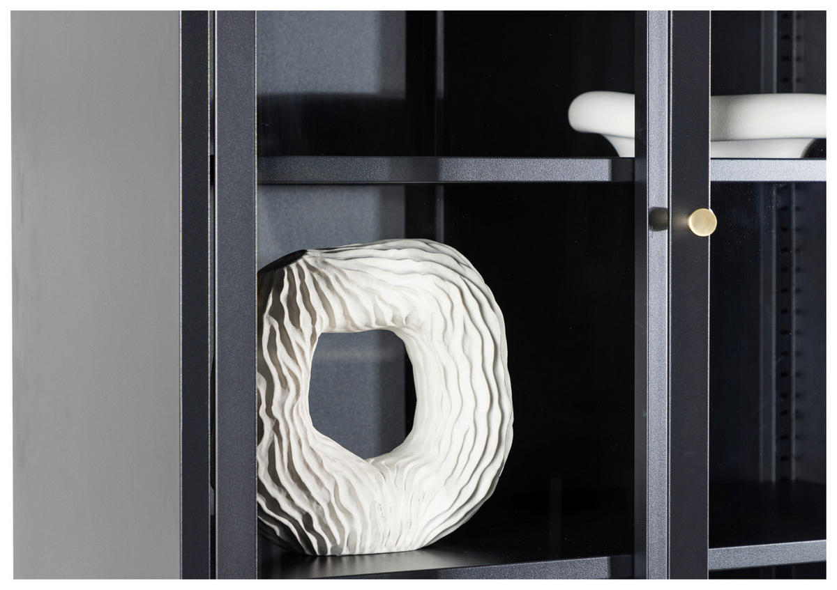 VITRINSKÅP  i svart  - svart, Design, metall/glas (80/190/41cm) - Livetastic