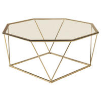 SOFFBORD i metall, glas 100/100/45 cm  - klar/guldfärgad, Design, metall/glas (100/100/45cm) - Livetastic