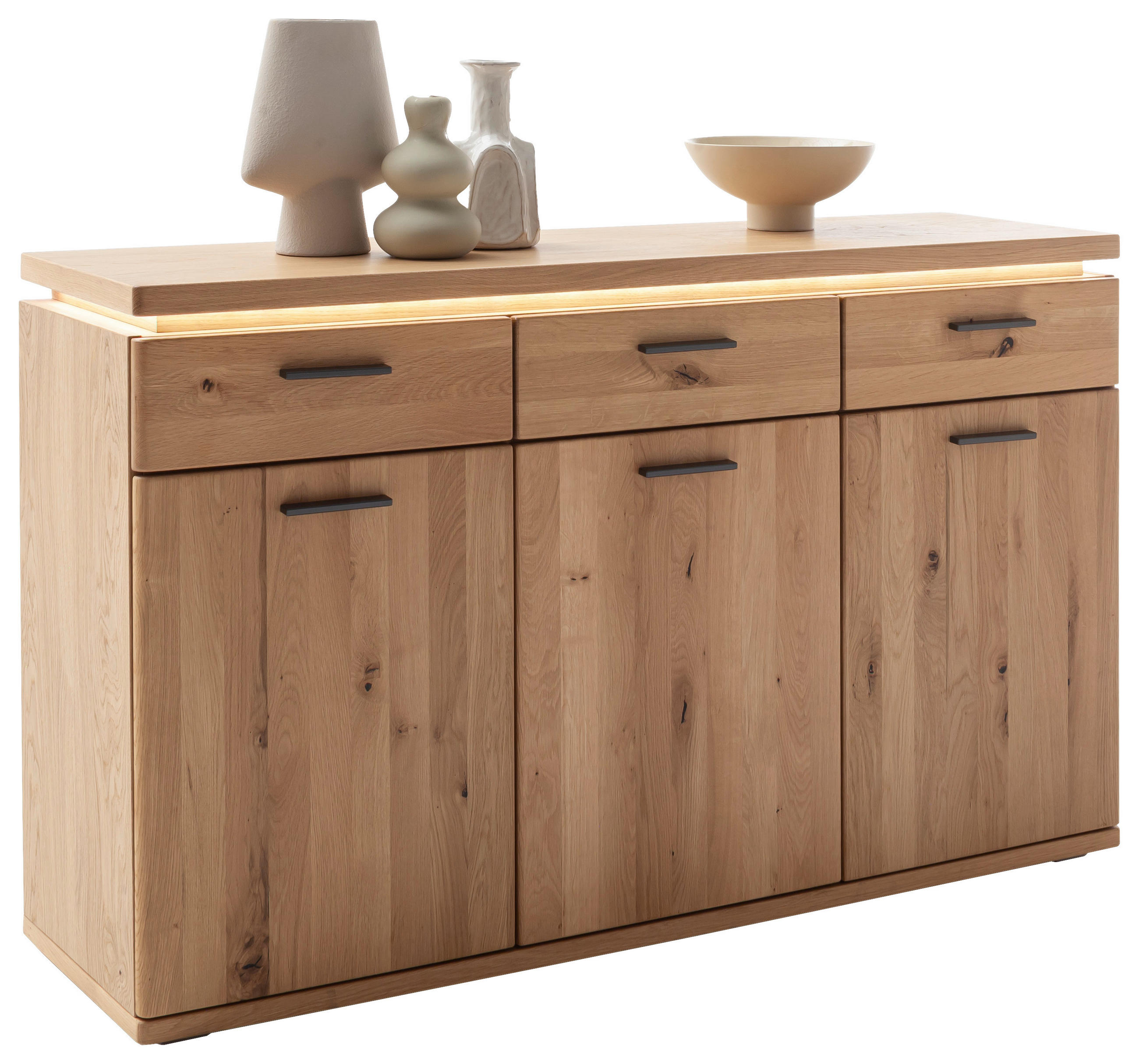 SIDEBOARD  in 149/91/42 cm  - Eiche Bianco/Schwarz, Natur, Holz/Holzwerkstoff (149/91/42cm) - Linea Natura