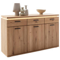 COMODĂ CU UșI 149/91/42 cm  - stejar Bianco/negru, Natur, plastic/metal (149/91/42cm) - Linea Natura