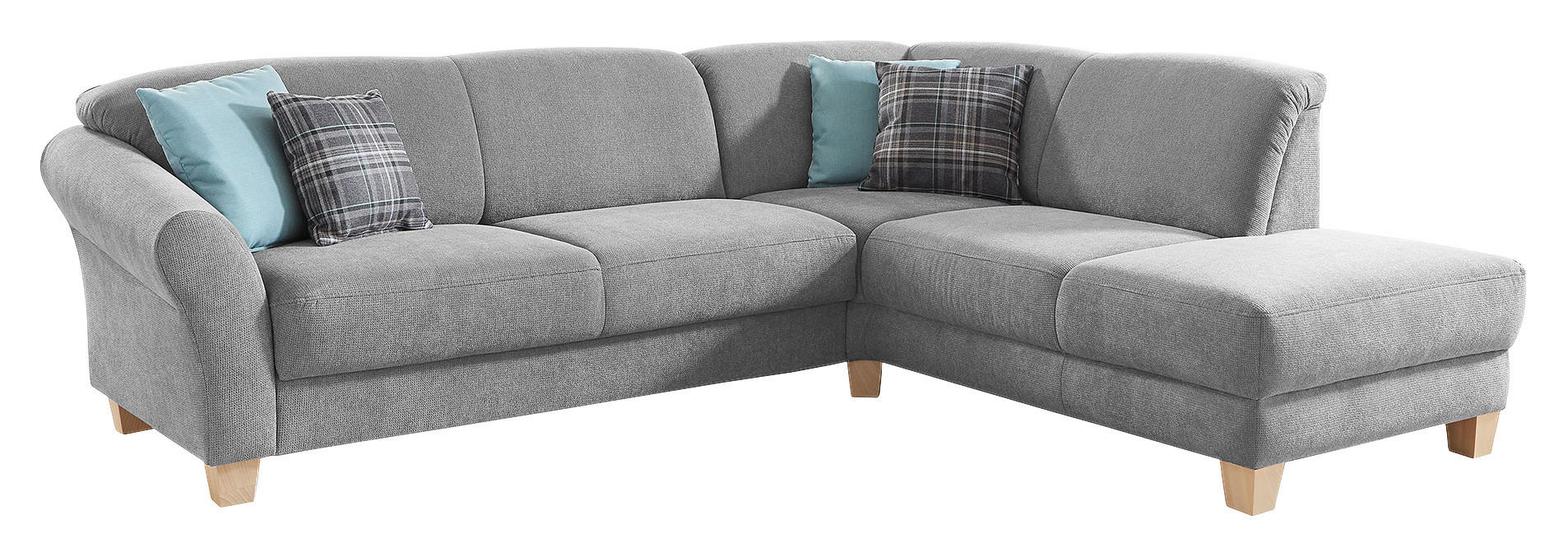 ECKSOFA Silberfarben Flachgewebe  - Silberfarben/Naturfarben, KONVENTIONELL, Holz/Textil (257/212cm) - Sit & More