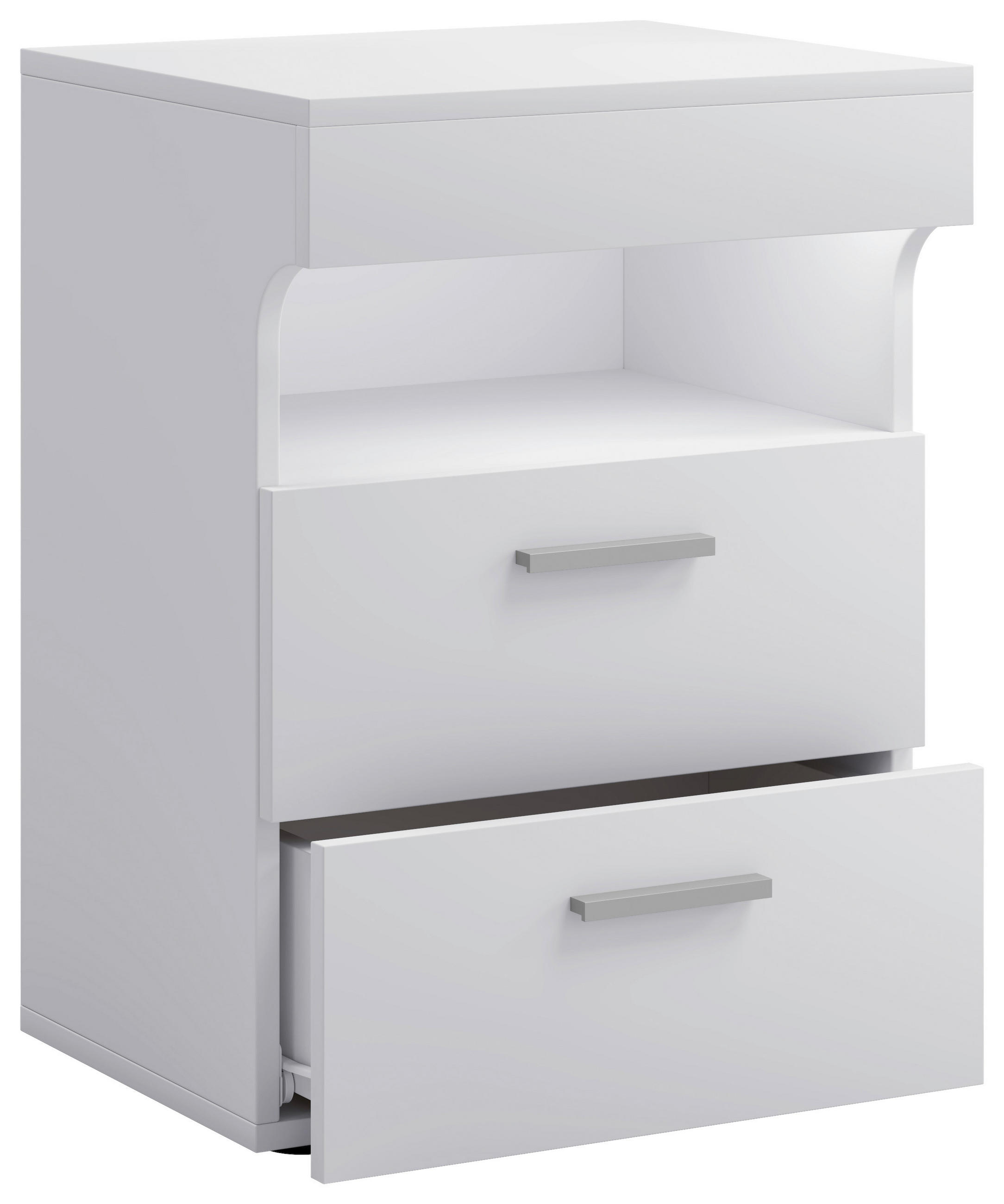 NACHTKÄSTCHEN 45/61/39 cm  in Weiß  - Silberfarben/Schwarz, MODERN, Holzwerkstoff/Kunststoff (45/61/39cm) - MID.YOU
