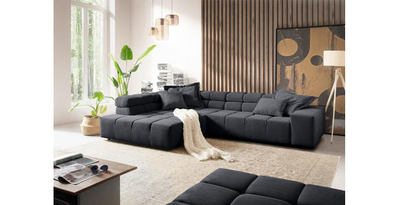 ECKSOFA in Feincord Anthrazit  - Anthrazit/Schwarz, Design, Kunststoff/Textil (215/319cm) - Hom`in