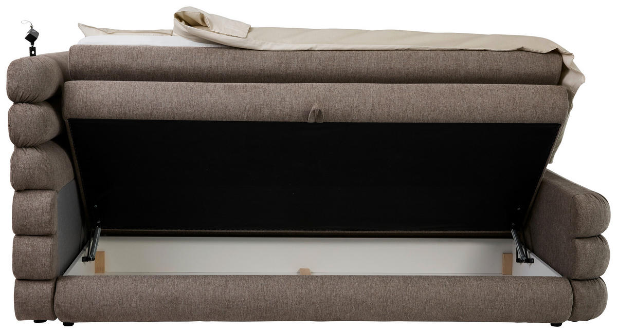 BOXSPRINGBETT 160/200 cm,  in Braun, Bettkasten, Topper, Matratzen, H3 = fest  - Schwarz/Braun, Design, Kunststoff/Textil (160/200cm) - Tom Tailor