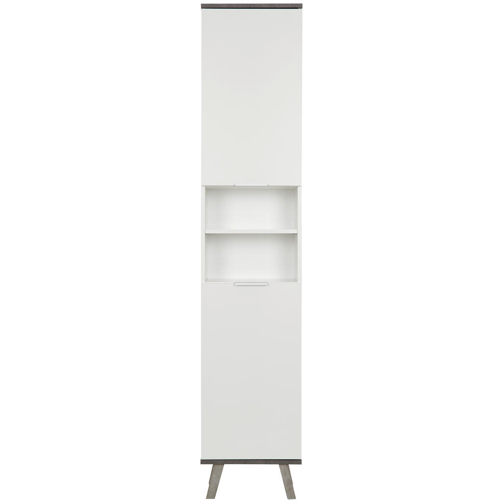 Hochschrank Mit Echtholzfüßen Turin B: 40 Cm Weiß/beton